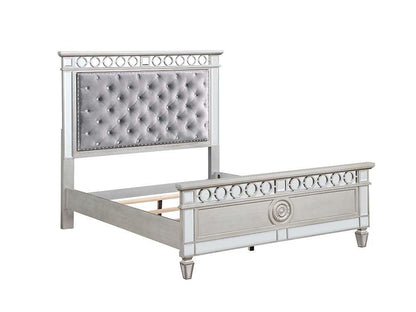 ACME Varian Twin Bed, Gray Velvet, Silver & Mirrored Finish