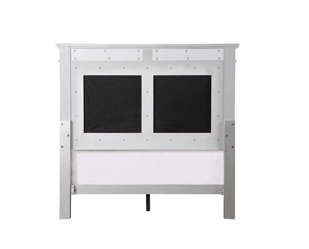 ACME Varian Twin Bed, Gray Velvet, Silver & Mirrored Finish