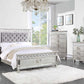 ACME Varian Twin Bed, Gray Velvet, Silver & Mirrored Finish