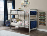 ACME Varian Twin/Twin Bunk Bed, Blue Velvet & Silver Finish