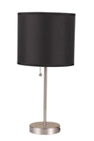 ACME Vassy Table Lamp (Set-2), Black Shade, Brush Silver