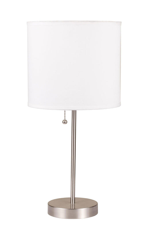 ACME Vassy Table Lamp (Set-2), White Shade, Brush Silver