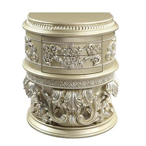 ACME Vatican Nightstand, Champagne Silver Finish