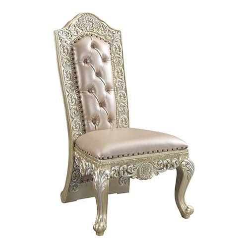 ACME Vatican Side Chair, PU & Champagne Silver Finish (1pc) DN00468