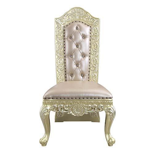 ACME Vatican Side Chair, PU & Champagne Silver Finish (1pc) DN00468