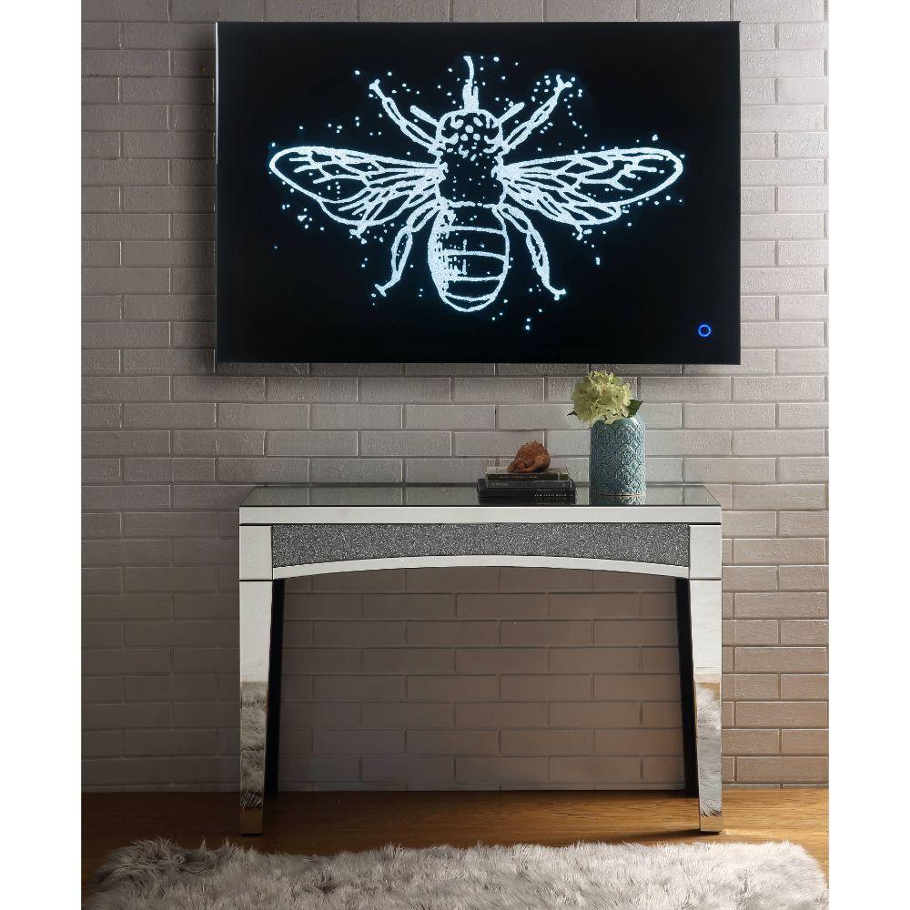 ACME Vedris Wall Art w/LED, Smoky Glass & Faux Crystal