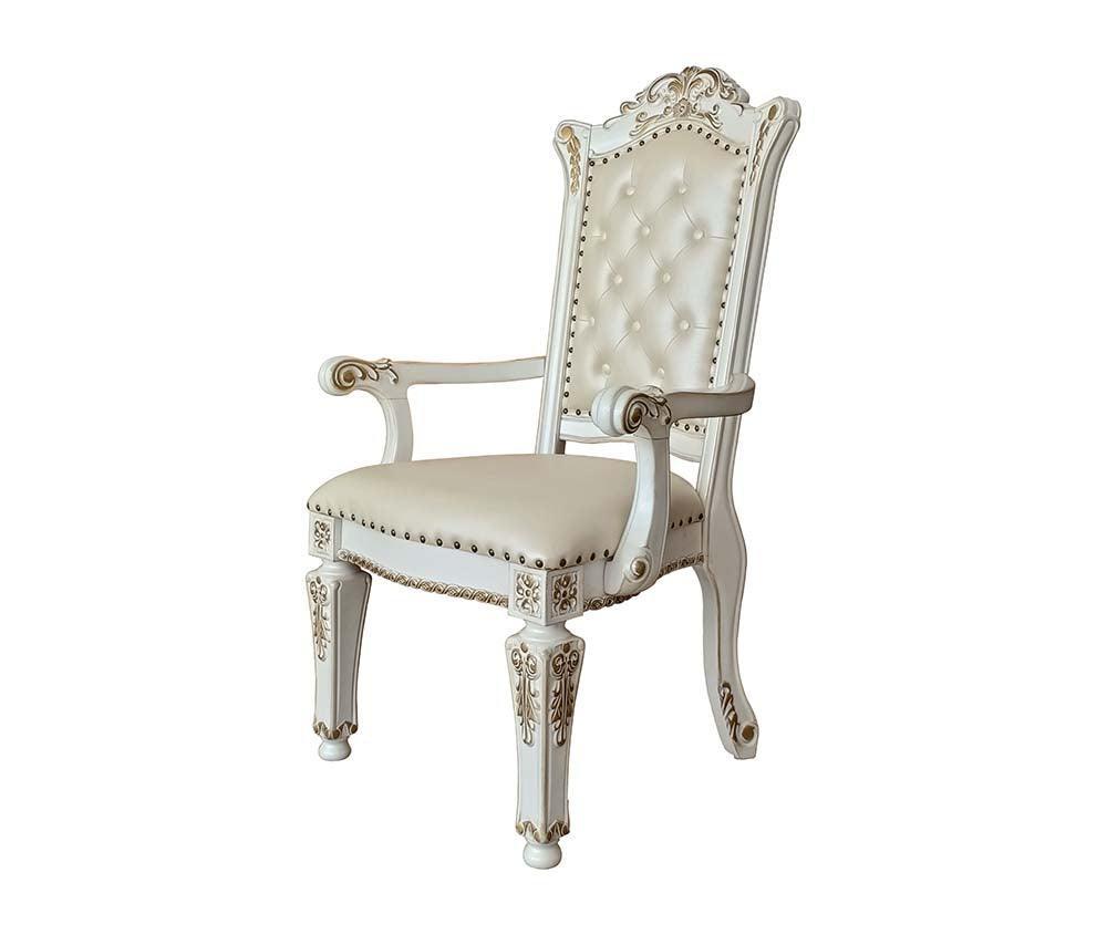 ACME Vendom Arm Chair(Set-2), PU & Antique Pearl Finish 1