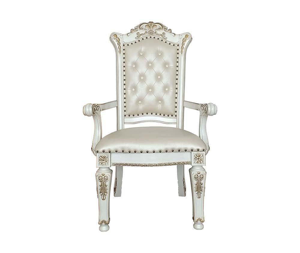 ACME Vendom Arm Chair(Set-2), PU & Antique Pearl Finish 1