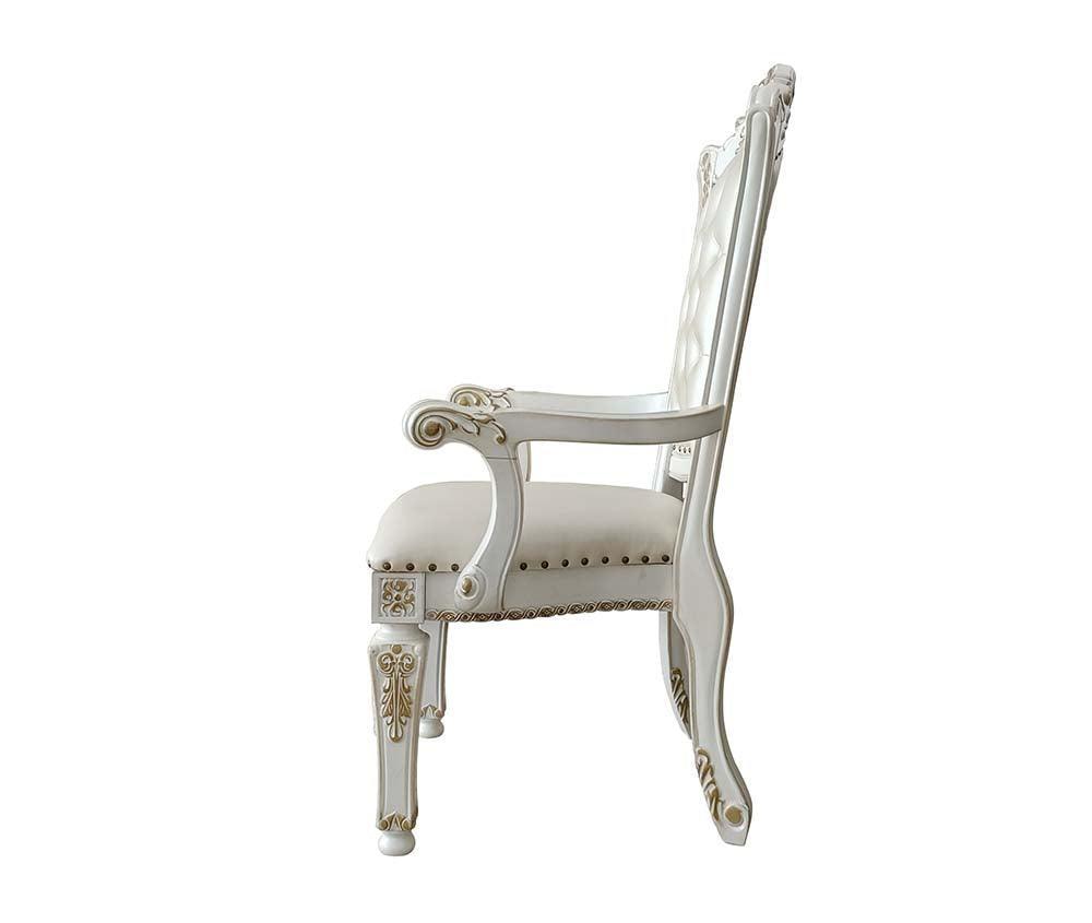 ACME Vendom Arm Chair(Set-2), PU & Antique Pearl Finish 1