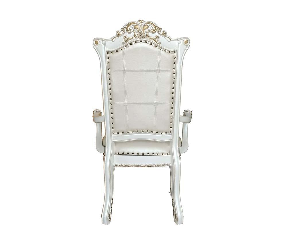 ACME Vendom Arm Chair(Set-2), PU & Antique Pearl Finish 1