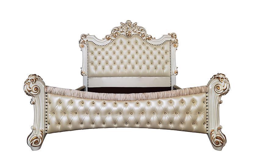 ACME Vendom California King Bed, PU & Antique Pearl Finish