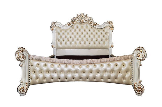 ACME Vendom California King Bed, PU & Antique Pearl Finish