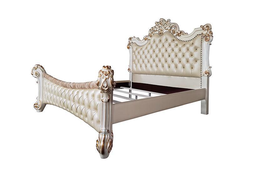 ACME Vendom California King Bed, PU & Antique Pearl Finish