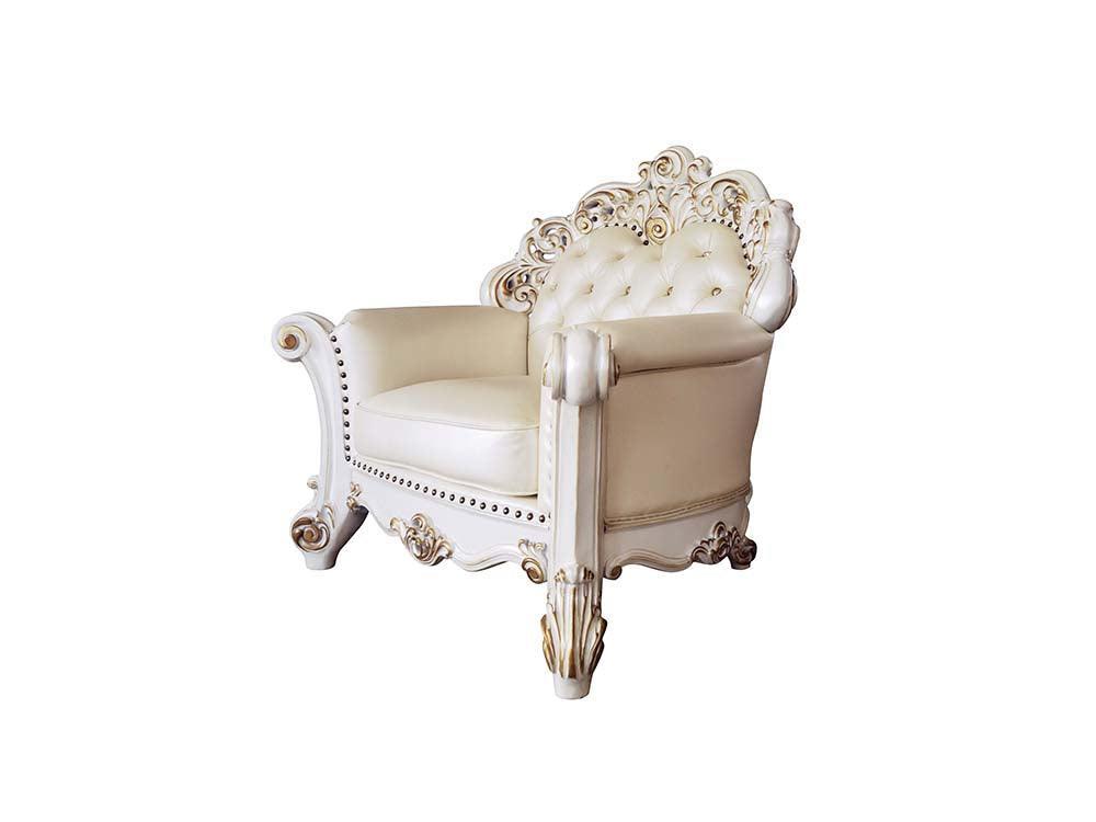 ACME Vendom Chair w/Pillow, Champagne PU & Antique Pearl Finsih