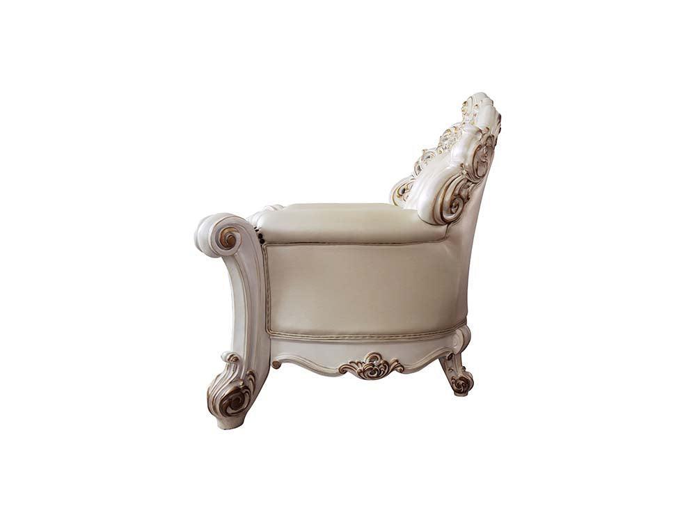 ACME Vendom Chair w/Pillow, Champagne PU & Antique Pearl Finsih