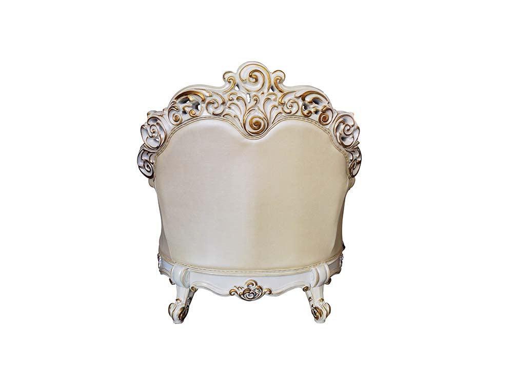 ACME Vendom Chair w/Pillow, Champagne PU & Antique Pearl Finsih