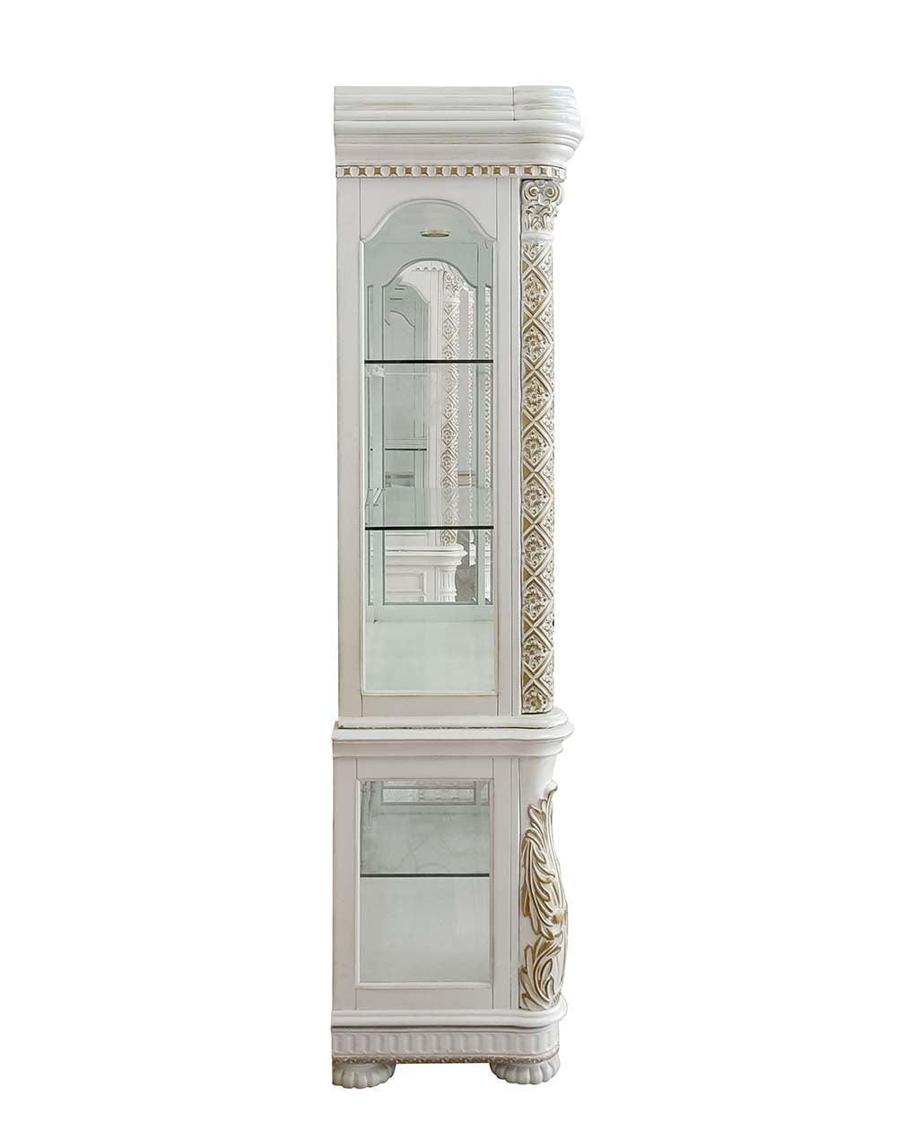 ACME Vendom Curio Cabinet, Antique Pearl Finish