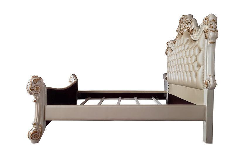 ACME Vendom Eastern King Bed, PU & Antique Pearl Finish