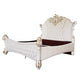 ACME Vendom Eastern King Bed, Two Tone Ivory Fabric & Antique Pearl Finish