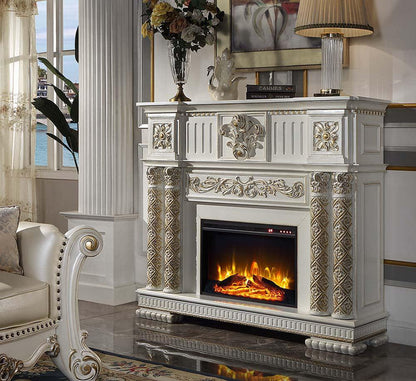 ACME Vendom Fireplace, Antique Pearl Finish