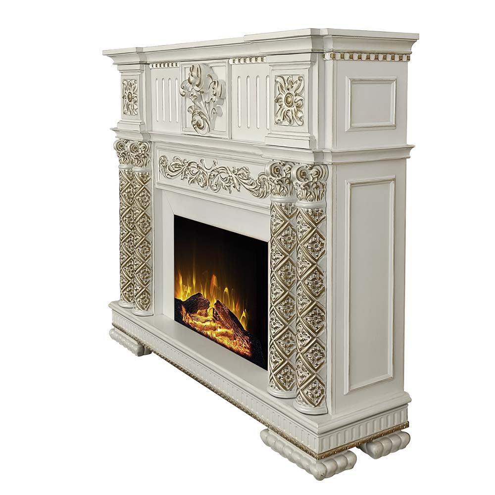 ACME Vendom Fireplace, Antique Pearl Finish