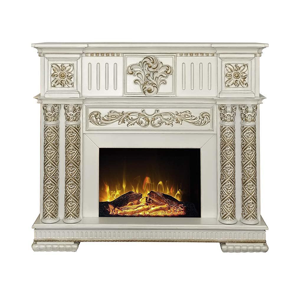 ACME Vendom Fireplace, Antique Pearl Finish