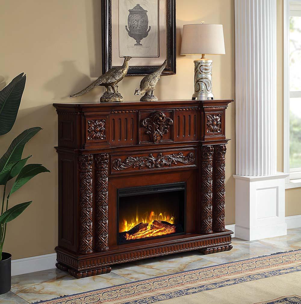 ACME Vendom Fireplace, Cherry Finish