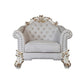 ACME Vendom II Chair w/2 Pillows, Two Tone Ivory Fabric & Antique Pearl Finsih