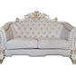 ACME Vendom II Loveseat w/4 Pillows, Two Tone Ivory Fabric & Antique Pearl Finsih