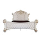 ACME Vendom Queen Bed, Two Tone Ivory Fabric & Antique Pearl Finish