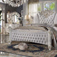 ACME Vendom Queen Bed, Two Tone Ivory Fabric & Antique Pearl Finish