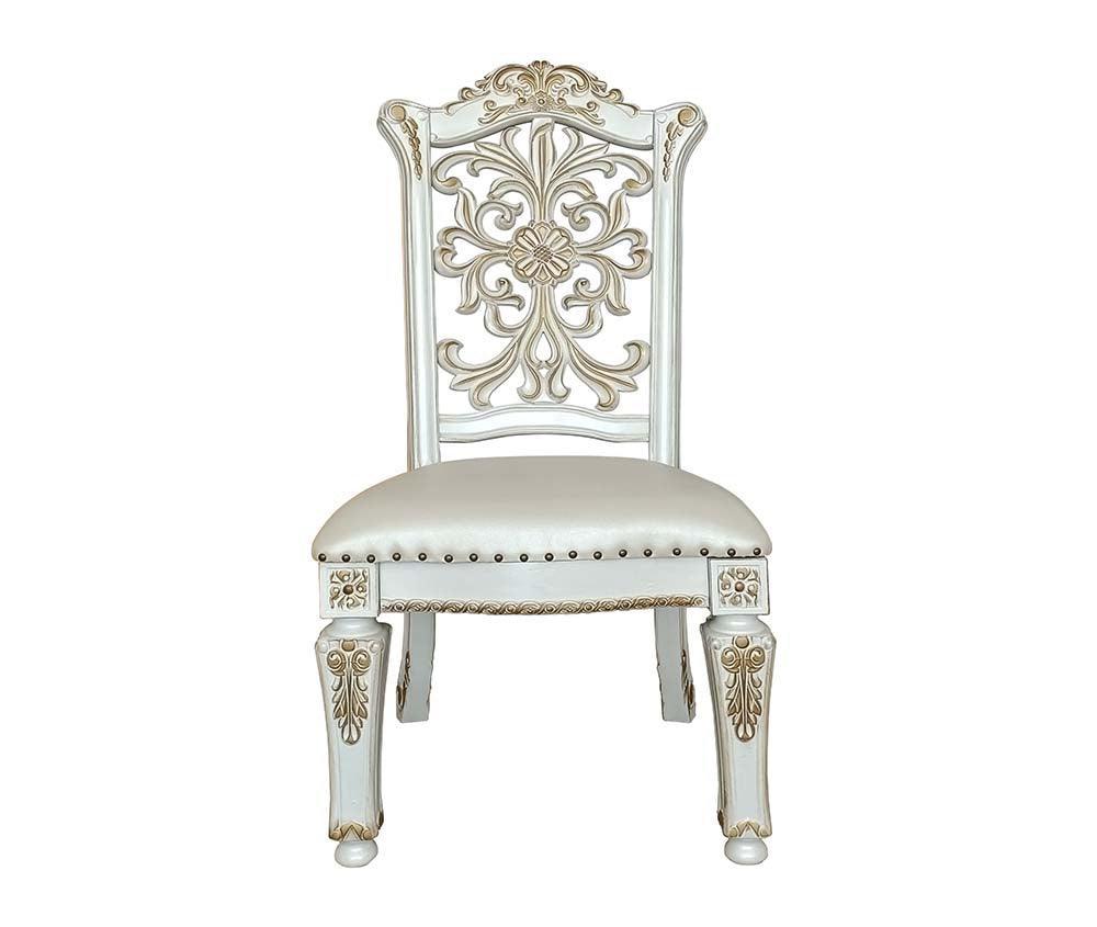 ACME Vendom Side Chair(Set-2), PU & Antique Pearl Finish 1