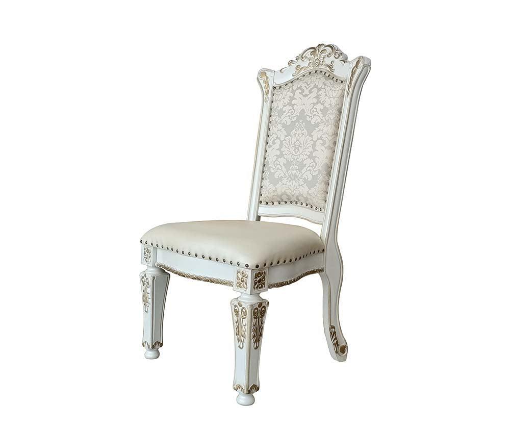 ACME Vendom Side Chair(Set-2), PU & Antique Pearl Finish