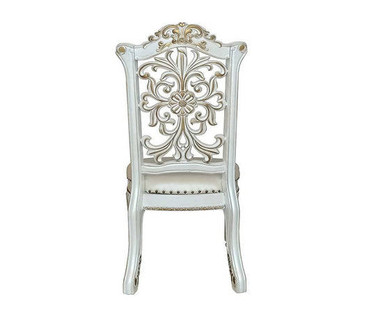 ACME Vendom Side Chair(Set-2), PU & Antique Pearl Finish 1