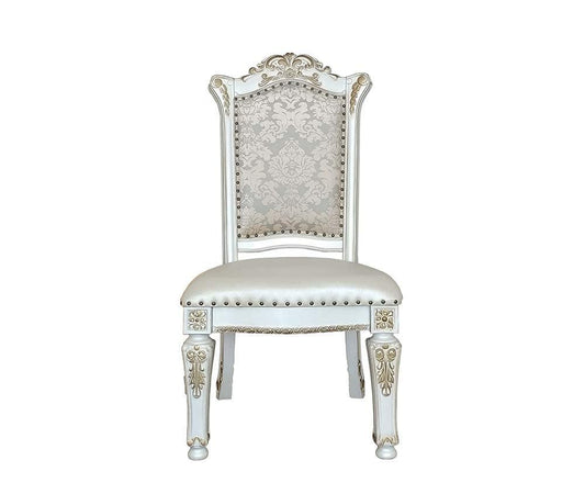 ACME Vendom Side Chair(Set-2), PU & Antique Pearl Finish