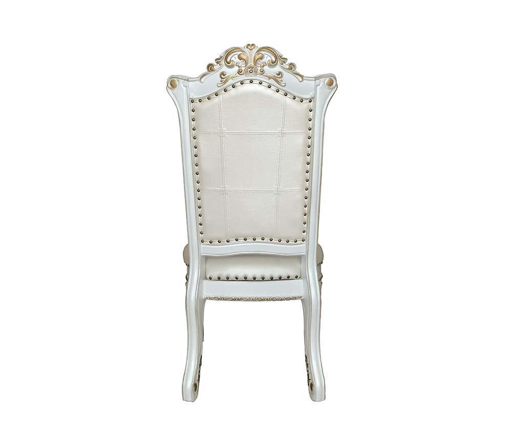 ACME Vendom Side Chair(Set-2), PU & Antique Pearl Finish