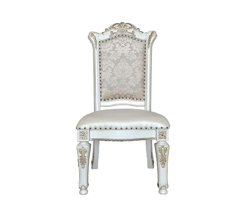 ACME Vendom Side Chair(Set-2), PU & Antique Pearl Finish