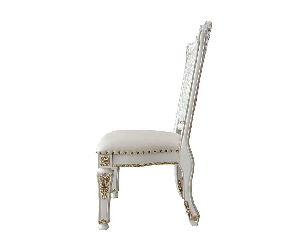 ACME Vendom Side Chair(Set-2), PU & Antique Pearl Finish