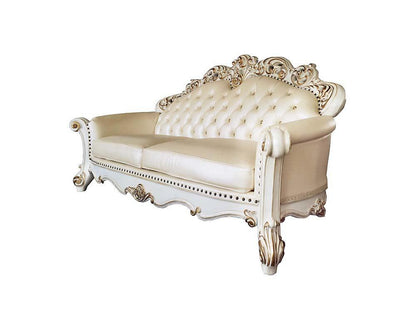 ACME Vendom Sofa w/5 Pillows, Champagne PU & Antique Pearl Finsih