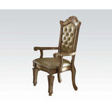 ACME Vendome Arm Chair (Set-2), Bone PU & Gold Patina