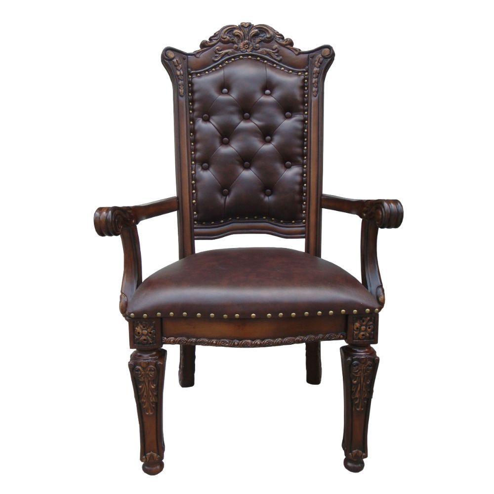 ACME Vendome Arm Chair (Set-2), PU & Cherry