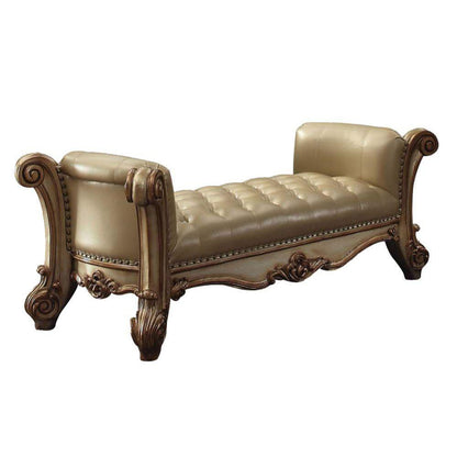 ACME Vendome Bench, Bone PU & Gold Patina