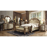 ACME Vendome California King Bed, Bone PU & Gold Patina  22994CK