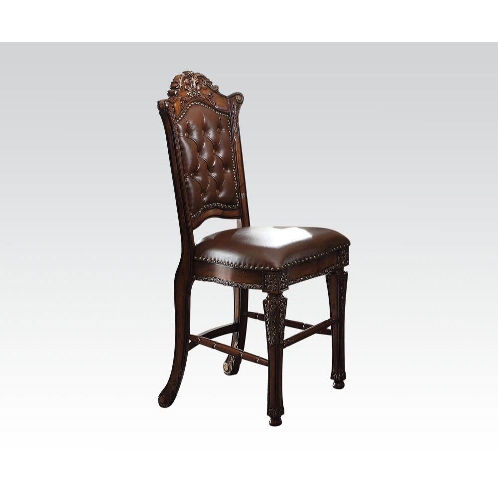 ACME Vendome Counter Height Chair (Set-2), PU & Cherry