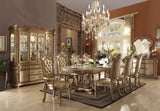 ACME Vendome Dining Table w/Double Pedestal, Gold Patina & Bone 120" 63000