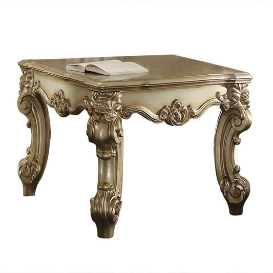 ACME Vendome II End Table, Gold Patina & Bone