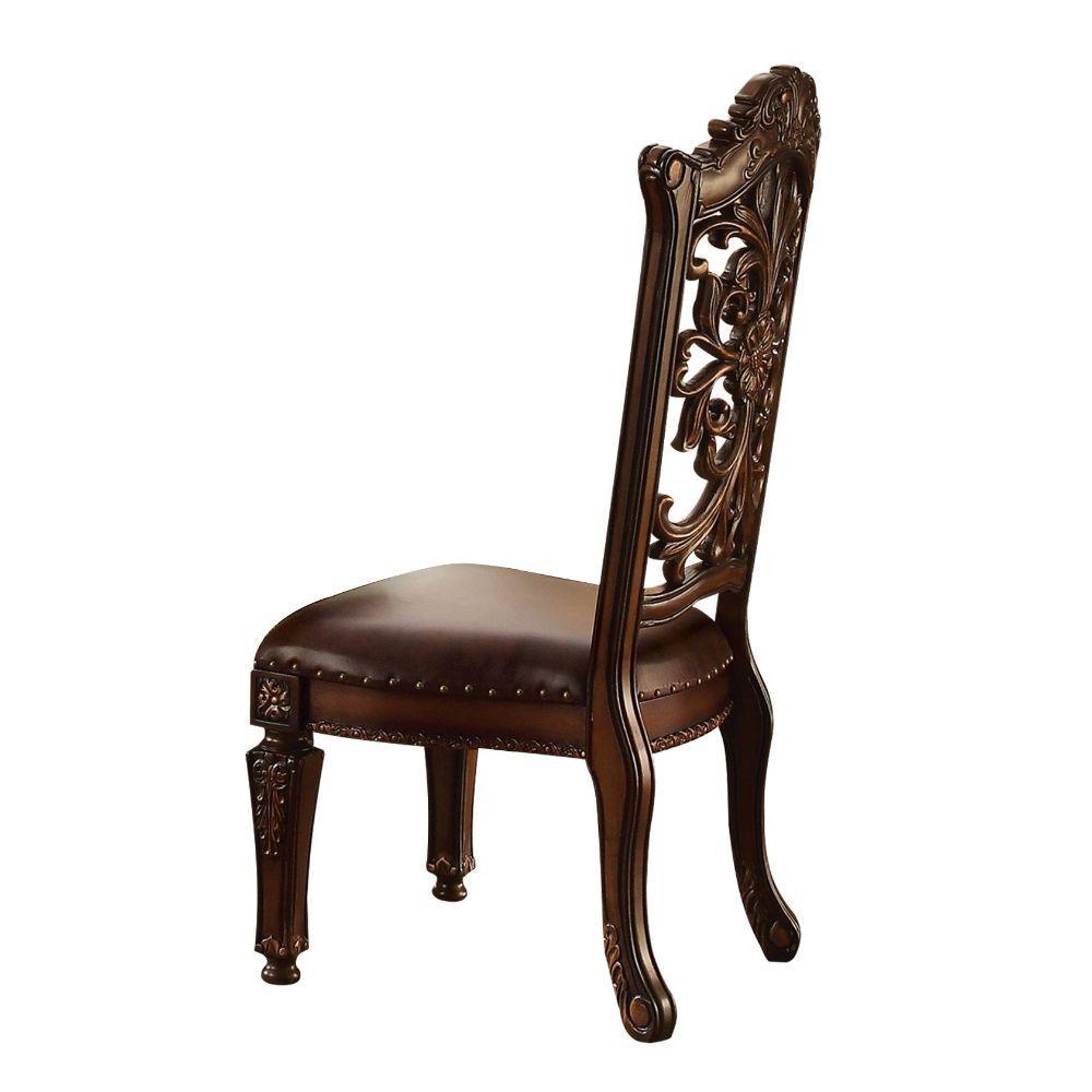 ACME Vendome Side Chair (Set 2), PU & Cherry