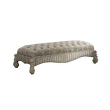 ACME VersaiLes Bench, Ivory Fabric & Bone White