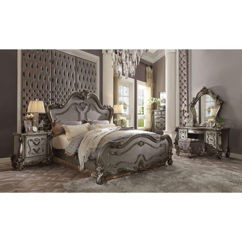 ACME Versailles California King Bed, Antique Platinum  26854CK