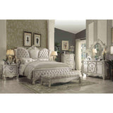 ACME Versailles California King Bed, Ivory Fabric & Bone White  21124CK